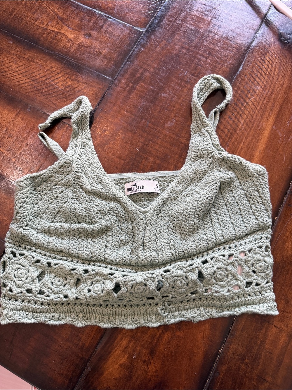 Hollister Olive Green Crochet Crop Camisole